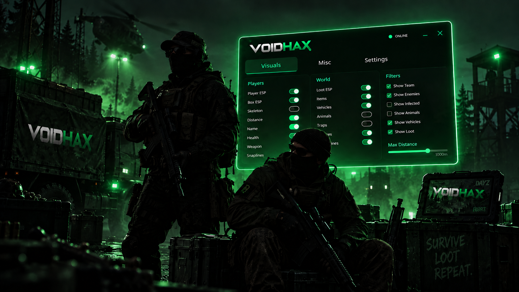 VOIDHAX in-game menu preview